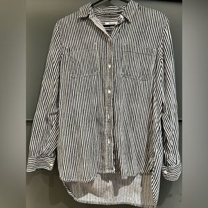 Madewell flannel strip shirt.